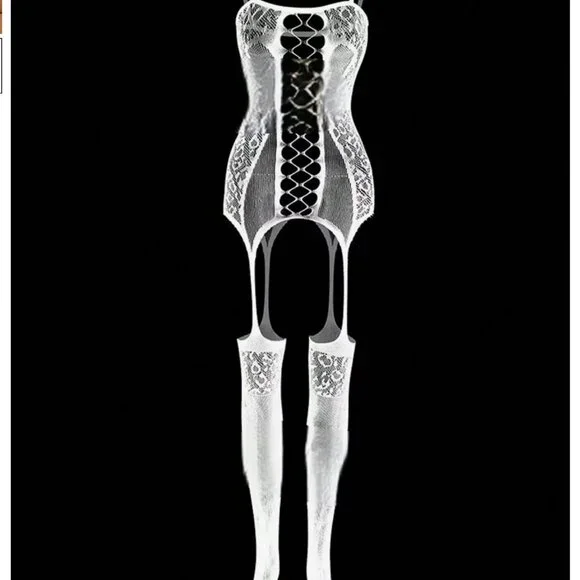 Plus Size Lingerie Women Mesh Bodystocking Hollow Bodysuit - Picture 3 of 3